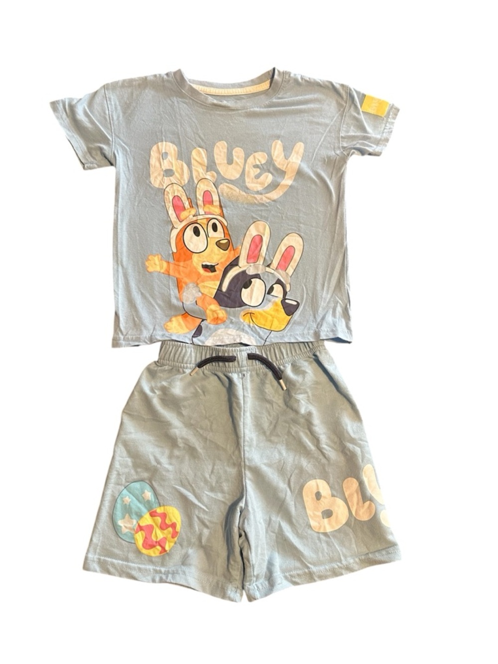 Kids Light Blue Matching Set with Bunny Graphic